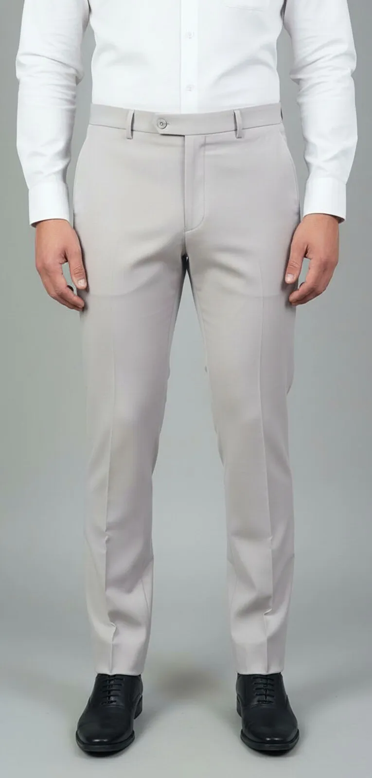 MITTY Pale Grey Slim fit cotton trousers
